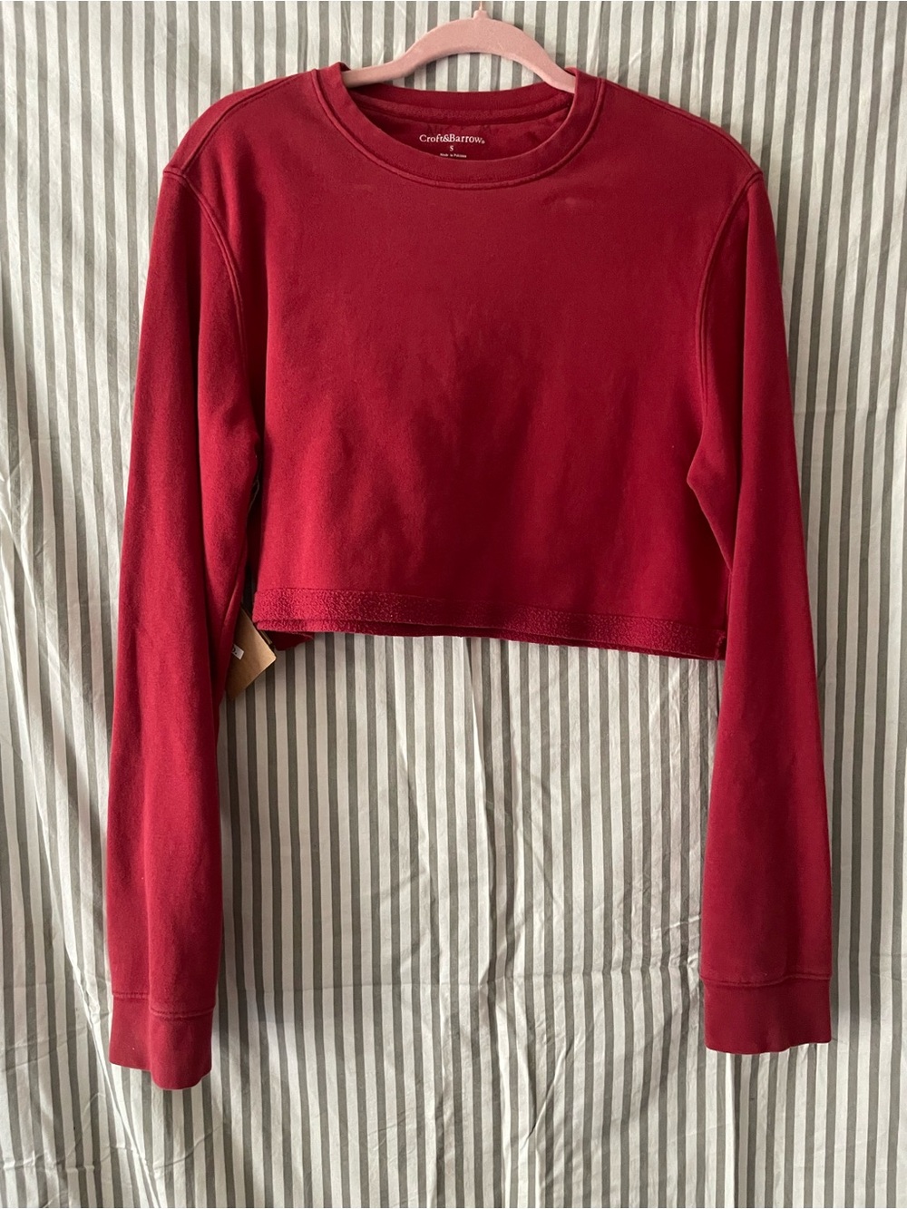 Red Crewneck Sweater Crop Top